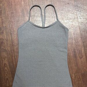 Lululemon Power Y Tank Top – Size 4 Gray & White Micro Stripe
